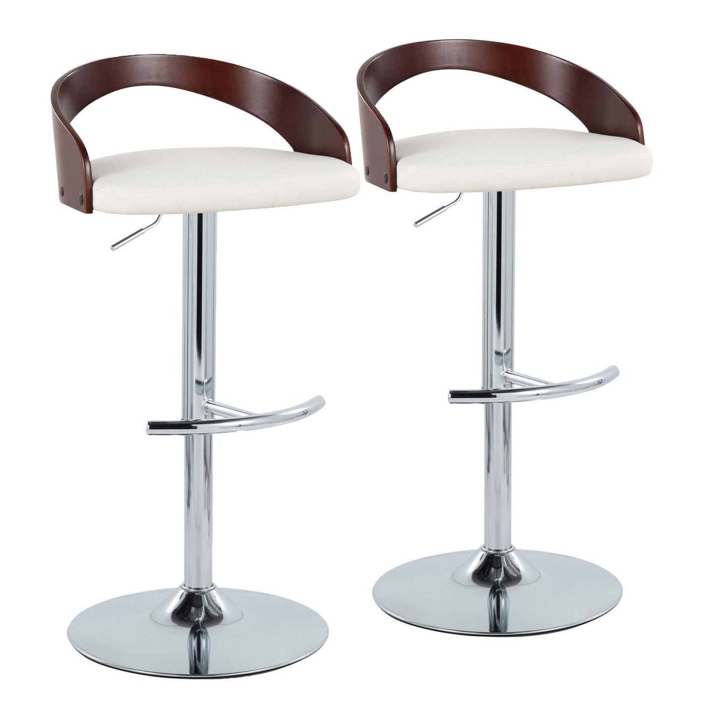 Grotto - Contemporary Adjustable Barstool & Swivel With Rounded T Footrest (Set of 2) Lumi Source