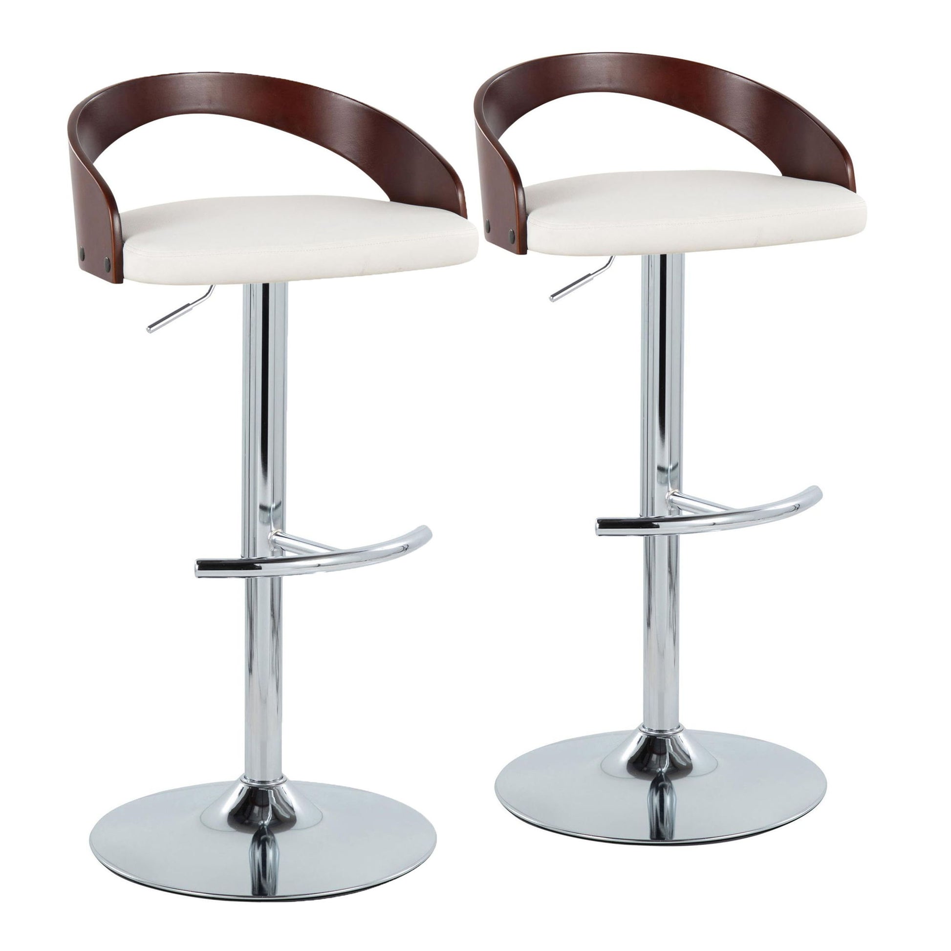Grotto - Contemporary Adjustable Barstool & Swivel With Rounded T Footrest (Set of 2) Lumi Source