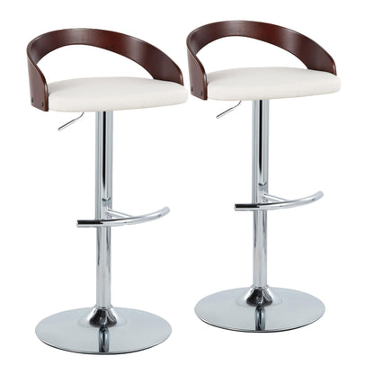 Grotto - Contemporary Adjustable Barstool & Swivel With Rounded T Footrest (Set of 2) Lumi Source