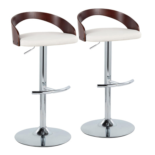 Grotto - Contemporary Adjustable Barstool & Swivel With Rounded T Footrest (Set of 2) Lumi Source
