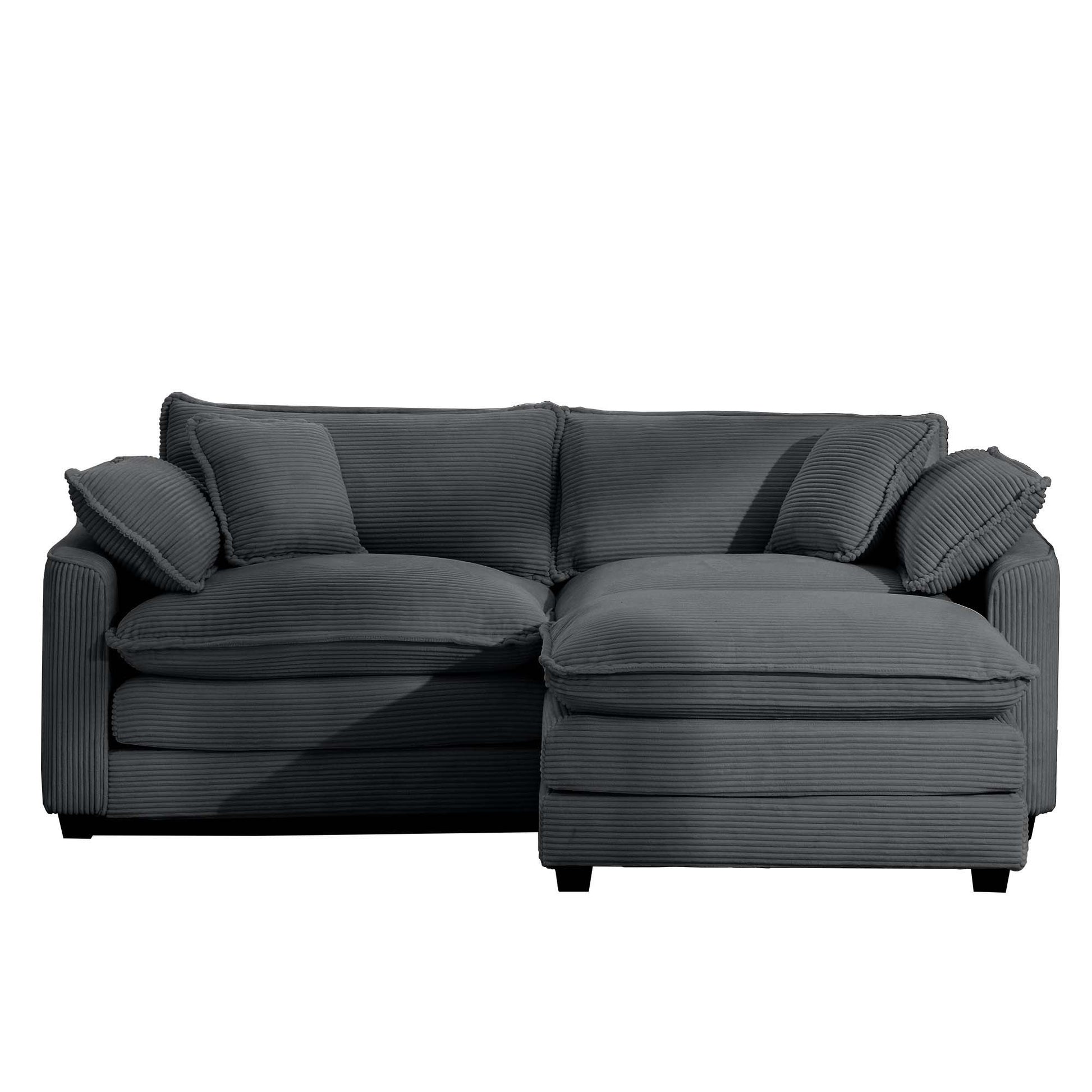 Modular Oversized Cushion Sofa With Ottoman, Low Back, Deep Seating Sofa Set Home Essentials