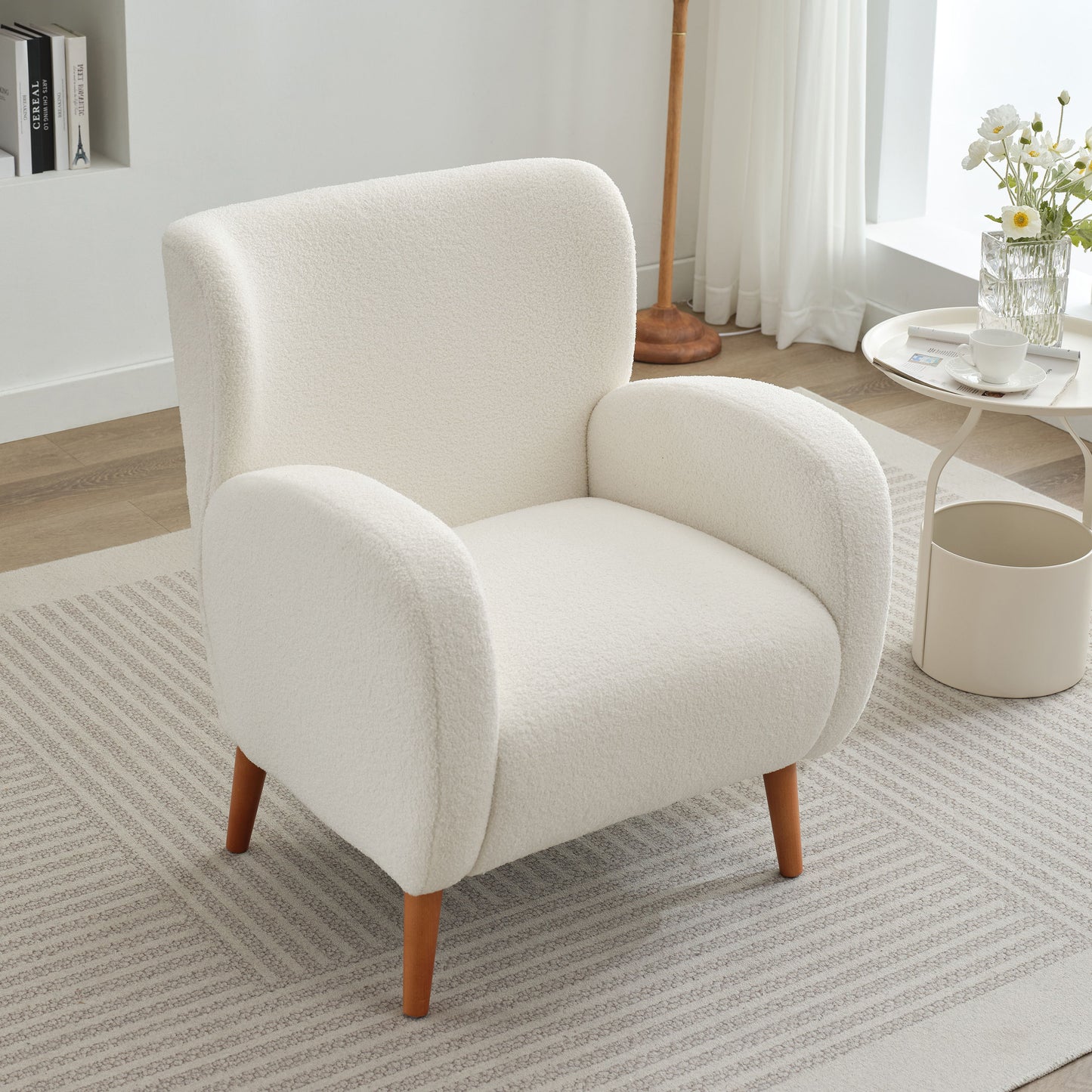 Modern Wing Back Lounge Chair Stylish Design, Soft Fabric, Solid Wood Legs, Durable Frame