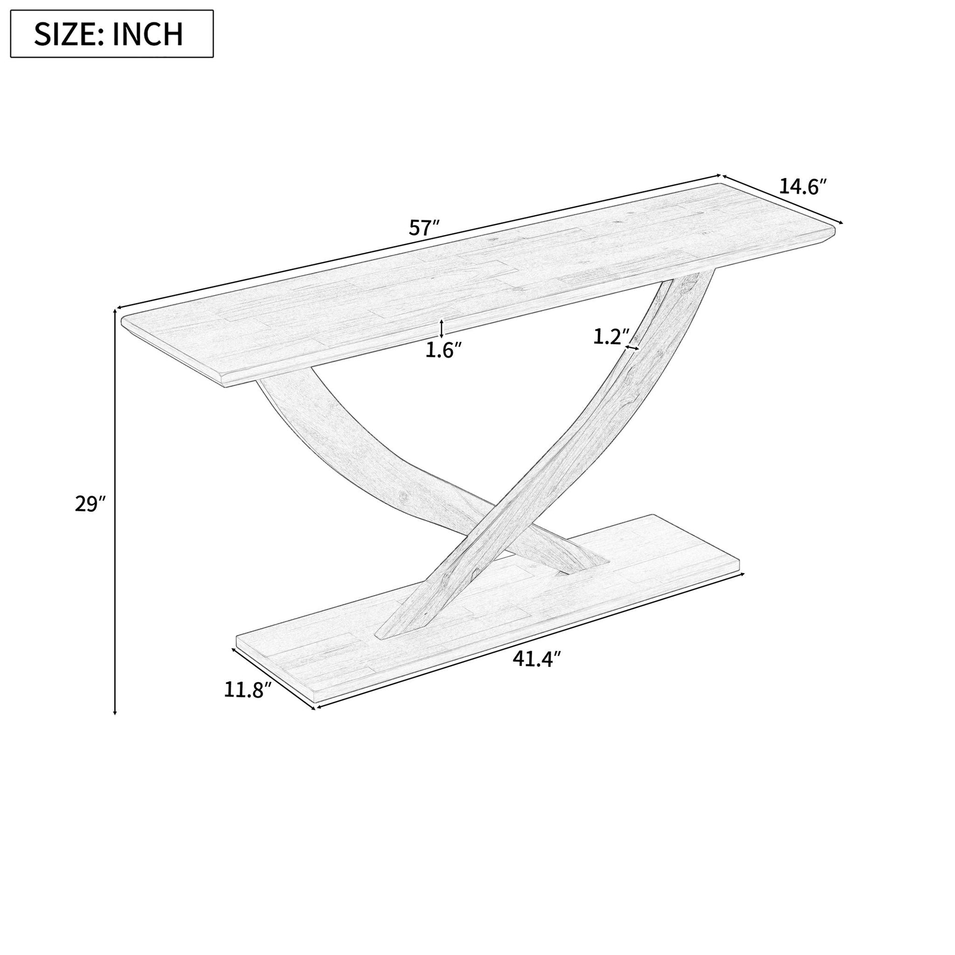 Console Table With Cross Leg Base And Reinforced Support Plate Noble House