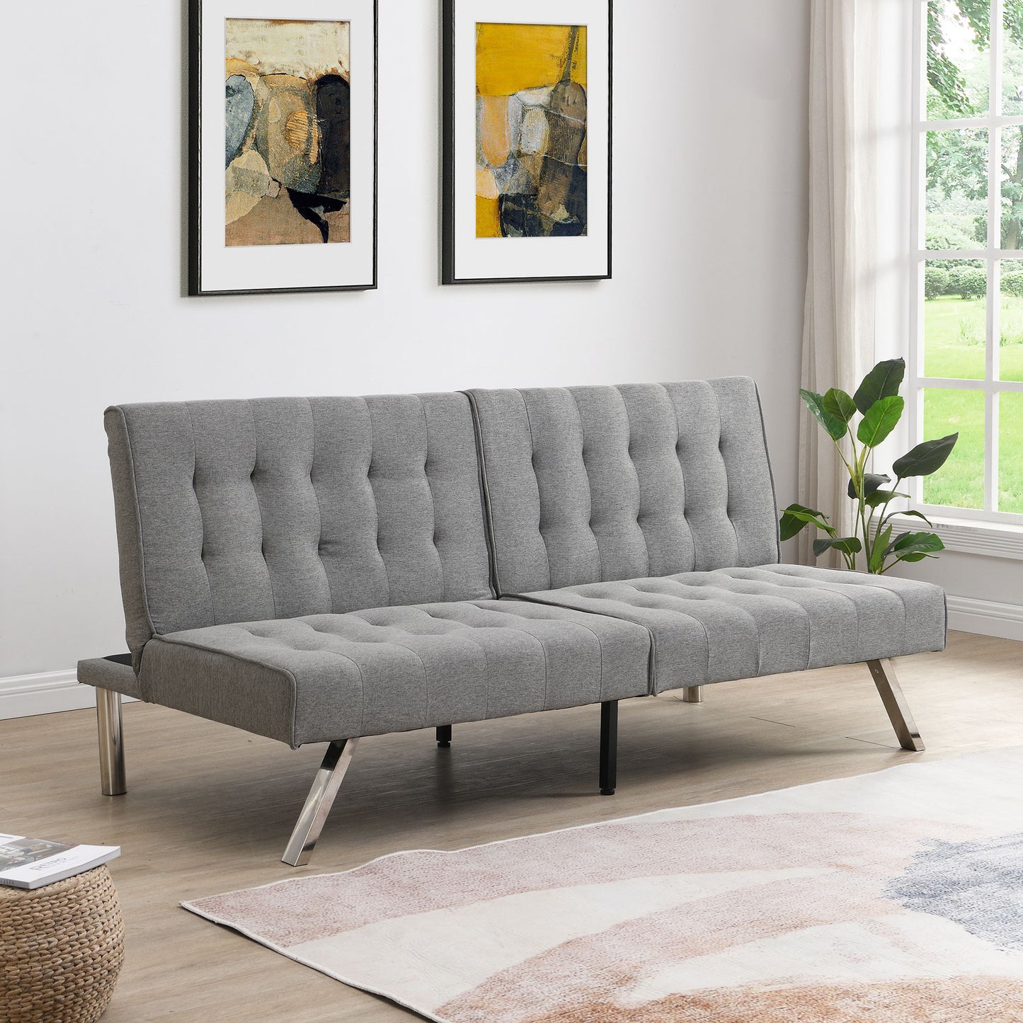 Modern Sofa Bed With Wood Frame And Stainless Legs Home Essentials