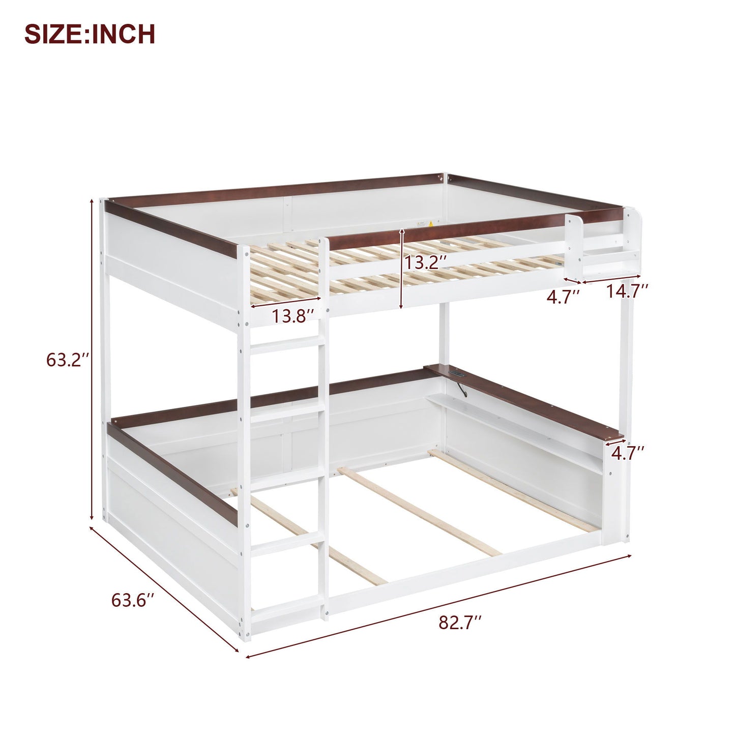 Bunk Bed With Built In Shelves, Storage Box, LED Light And USB Charging Station Hearth and Haven