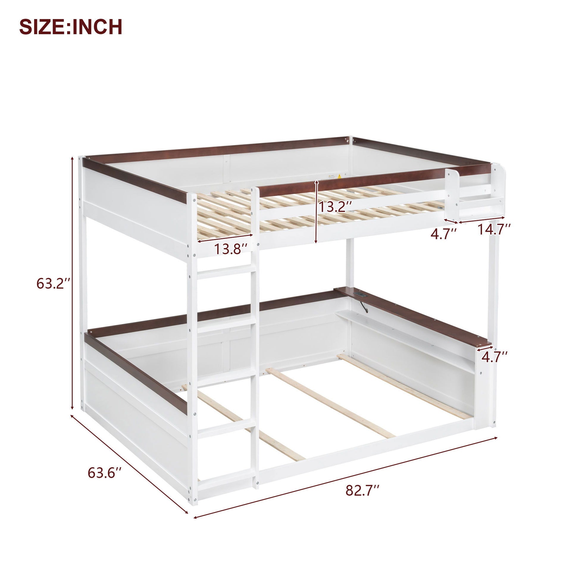 Bunk Bed With Built In Shelves, Storage Box, LED Light And USB Charging Station Hearth and Haven