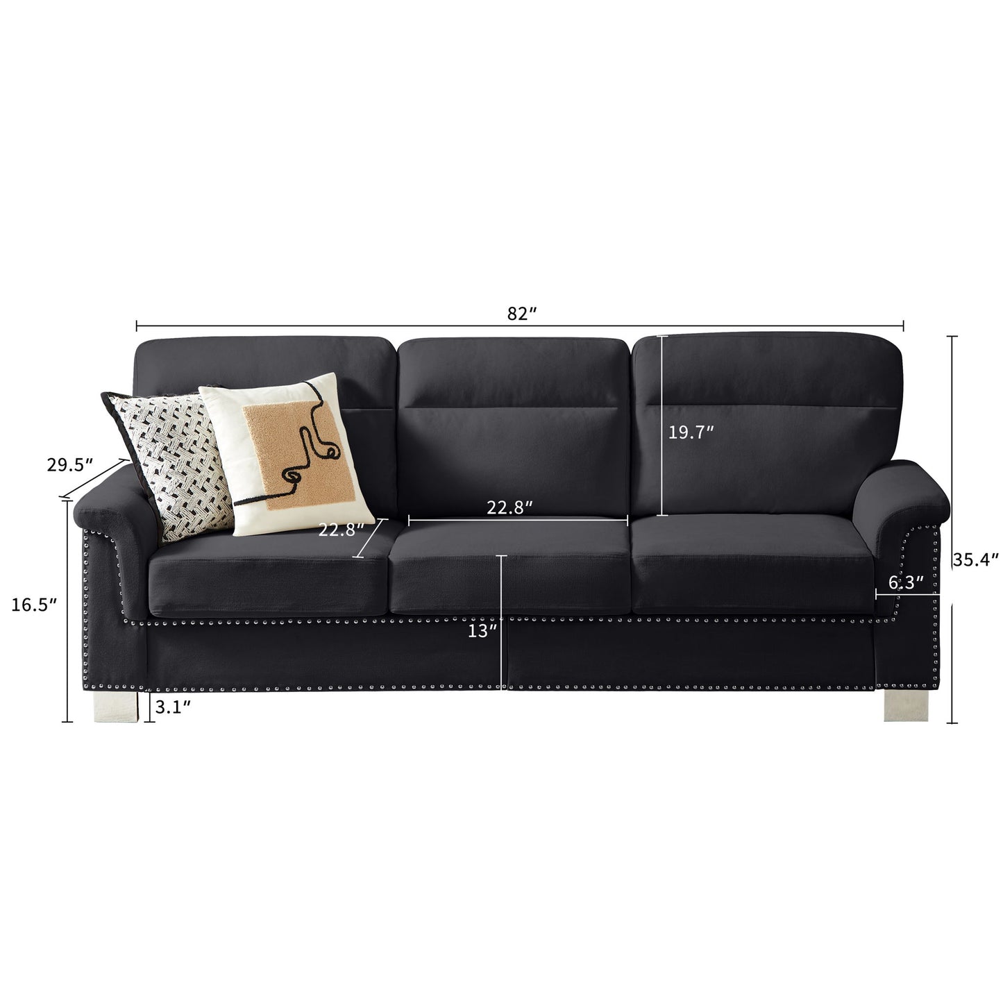 3 Seater Elegant Stationary Sofa Home Essentials