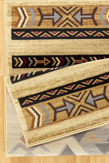 Tribes - 5'3" X 7'3" Southwest Area Rug Polypropylene - Cream Icona Home Decor