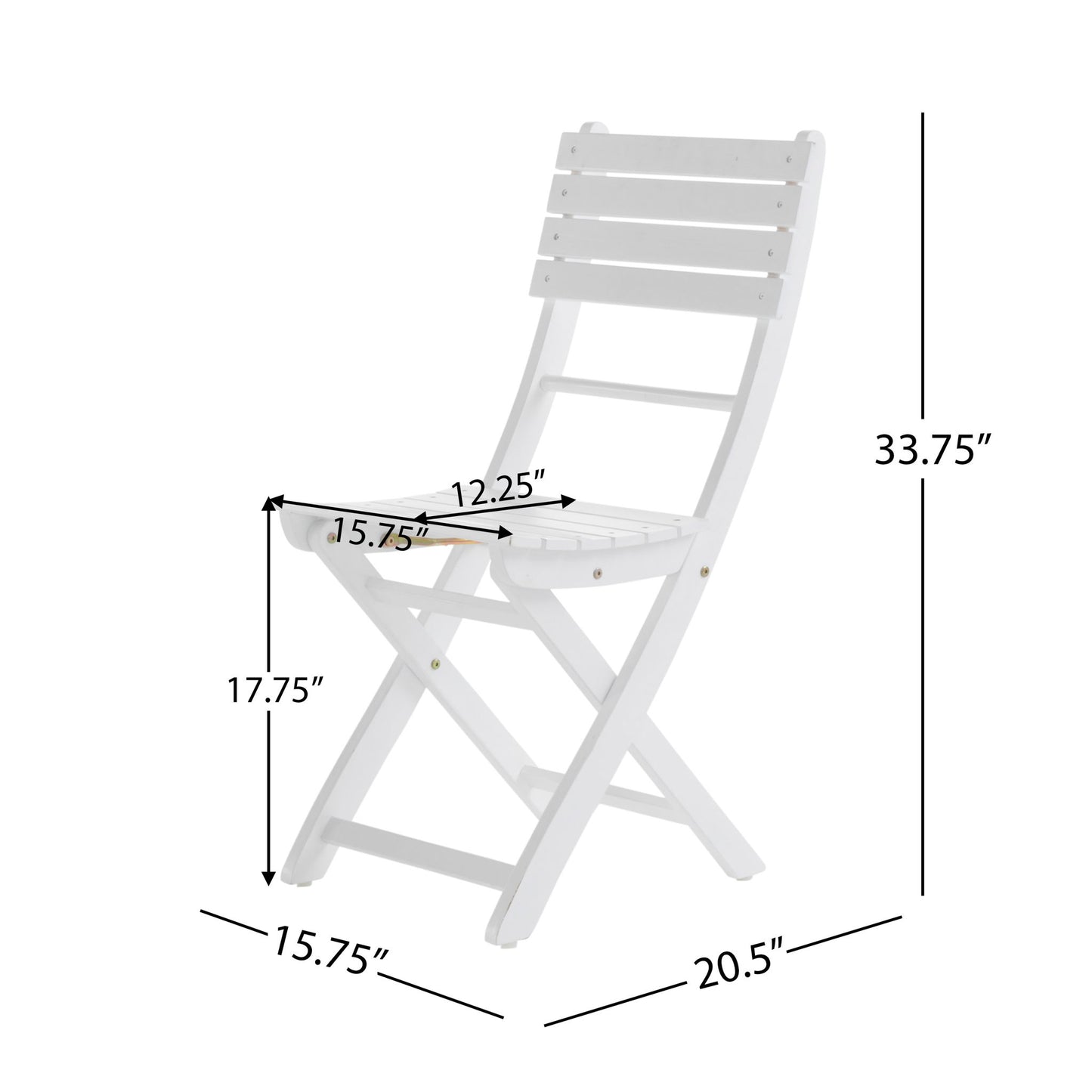 Outdoor Foldable Wood Dining Chair With Slat Design (Set of 2) Noble House