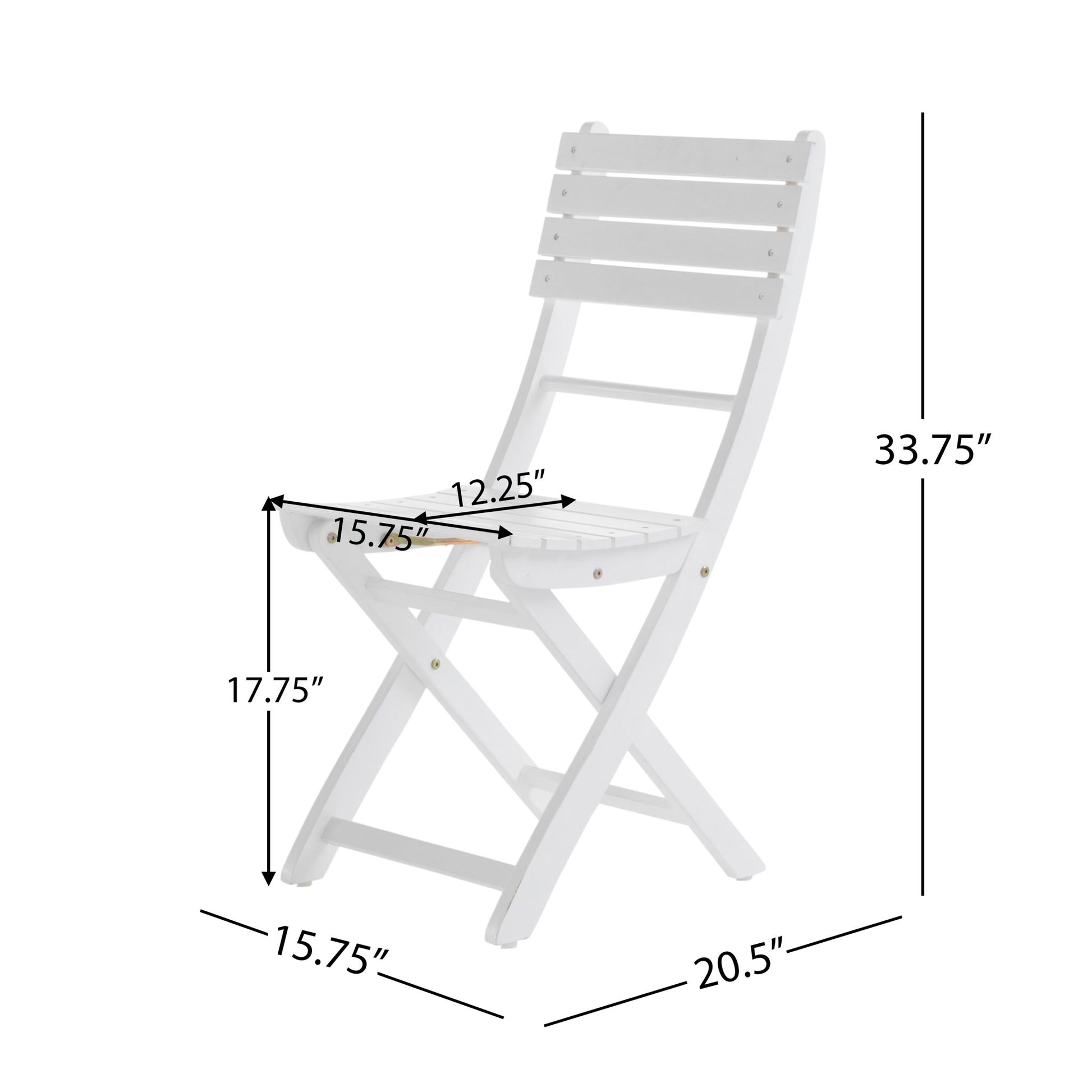Outdoor Foldable Wood Dining Chair With Slat Design (Set of 2) Noble House