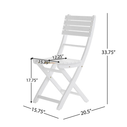 Outdoor Foldable Wood Dining Chair With Slat Design (Set of 2) Noble House