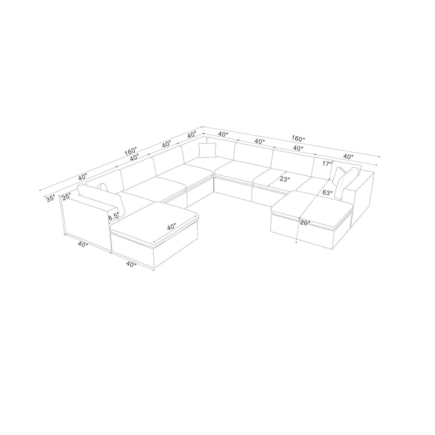 Custom Configuration Modular Sectional With Toss Pillows Home Essentials