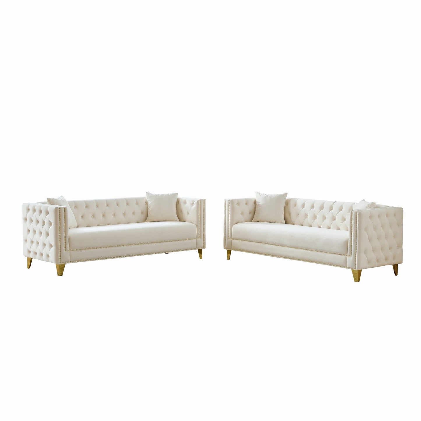 Deep Seat Sofa With Button Nailhead, Square Arm Couches Home Essentials