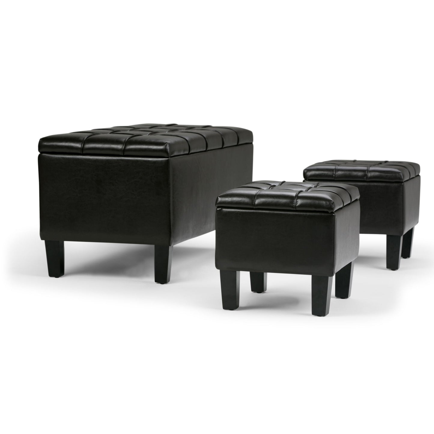 Dover - 3 Piece Storage Ottoman Contemporary Design Simpli-Home