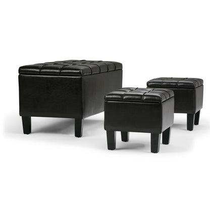 Dover - 3 Piece Storage Ottoman Contemporary Design Simpli-Home