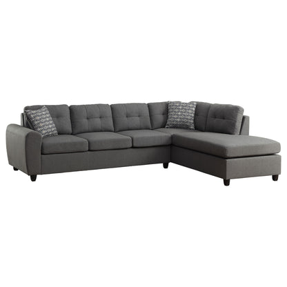 Balta - Button Tufted Sectional With Removable Cushion Upholstered Sofa - Gray Furniture Max