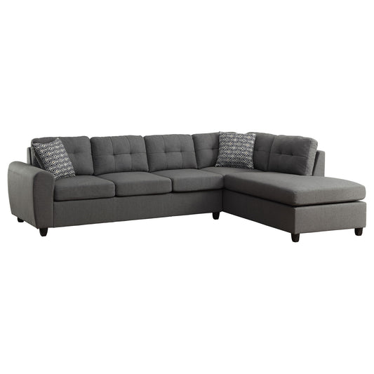 Balta - Button Tufted Sectional With Removable Cushion Upholstered Sofa - Gray Furniture Max
