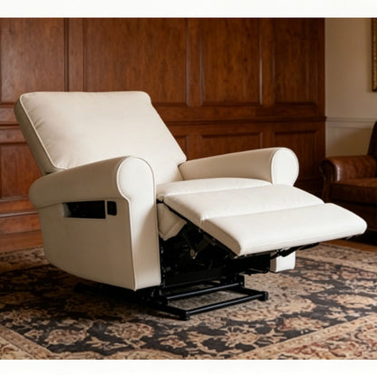 Manual Button Armchair Sofa With 360 Degree Rotation - White Home Essentials