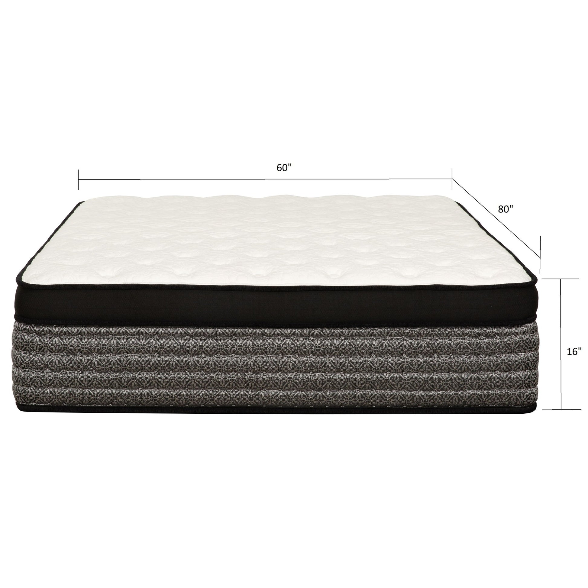 Premium 16" Queen Size Hybrid Mattress In A Box Plush Gel Memory Foam Top With Cooling Technology - Gray / White Daily Nest