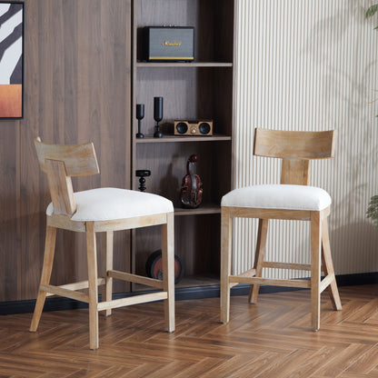 Upholstered Counter Height Bar Stools With Solid Rubber Wood Frame (Set of 2) Noble House