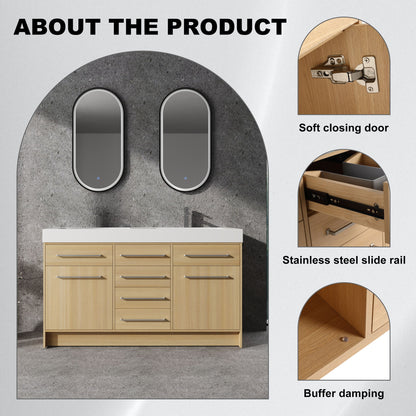 Freestanding Bathroom Vanity With Resin Sink, Soft-Closing Doors And Drawers Home Essentials