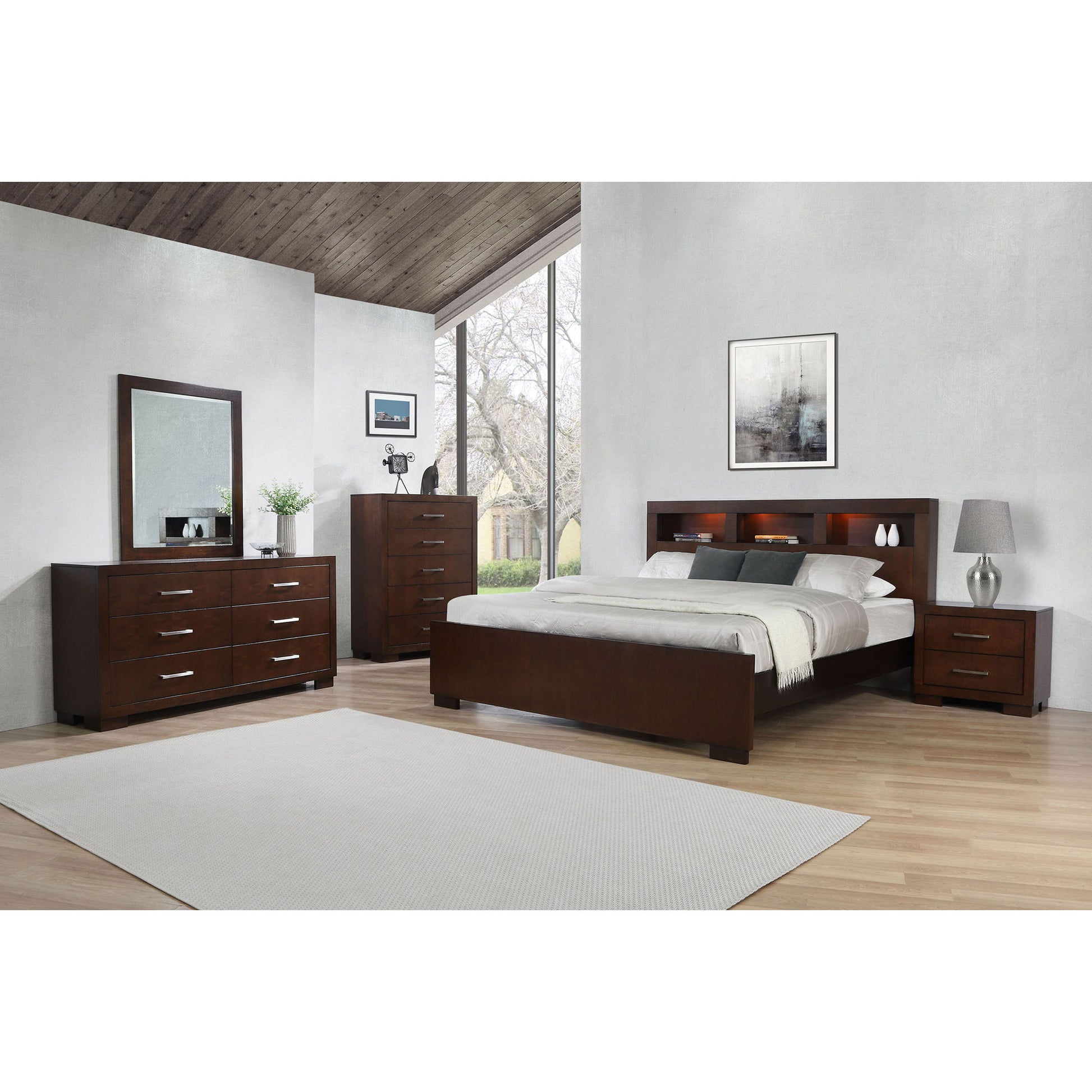 Polk - 5 Piece Queen Bedroom Set - Cappuccino Furniture Max