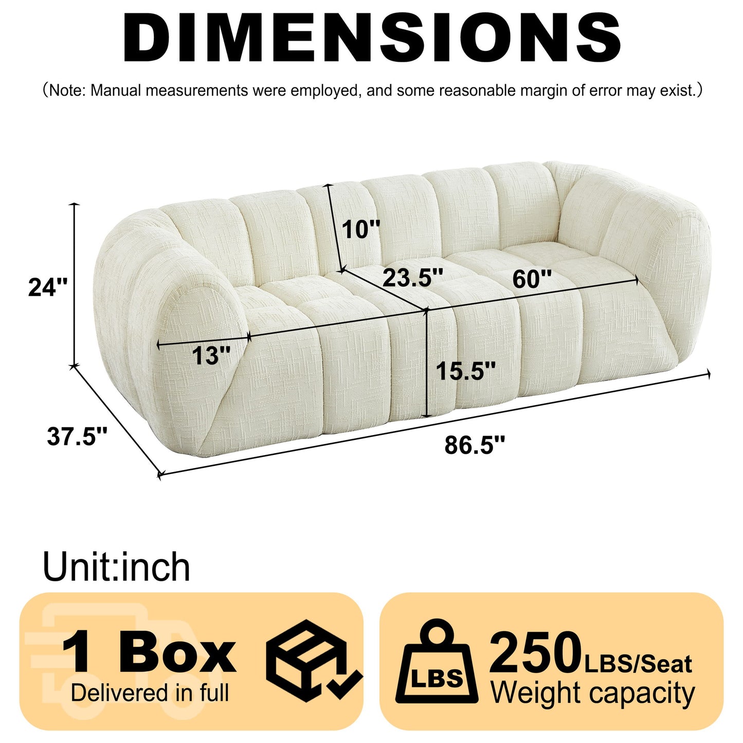 Modern Sofa With Piano Key Backrest Home Essentials
