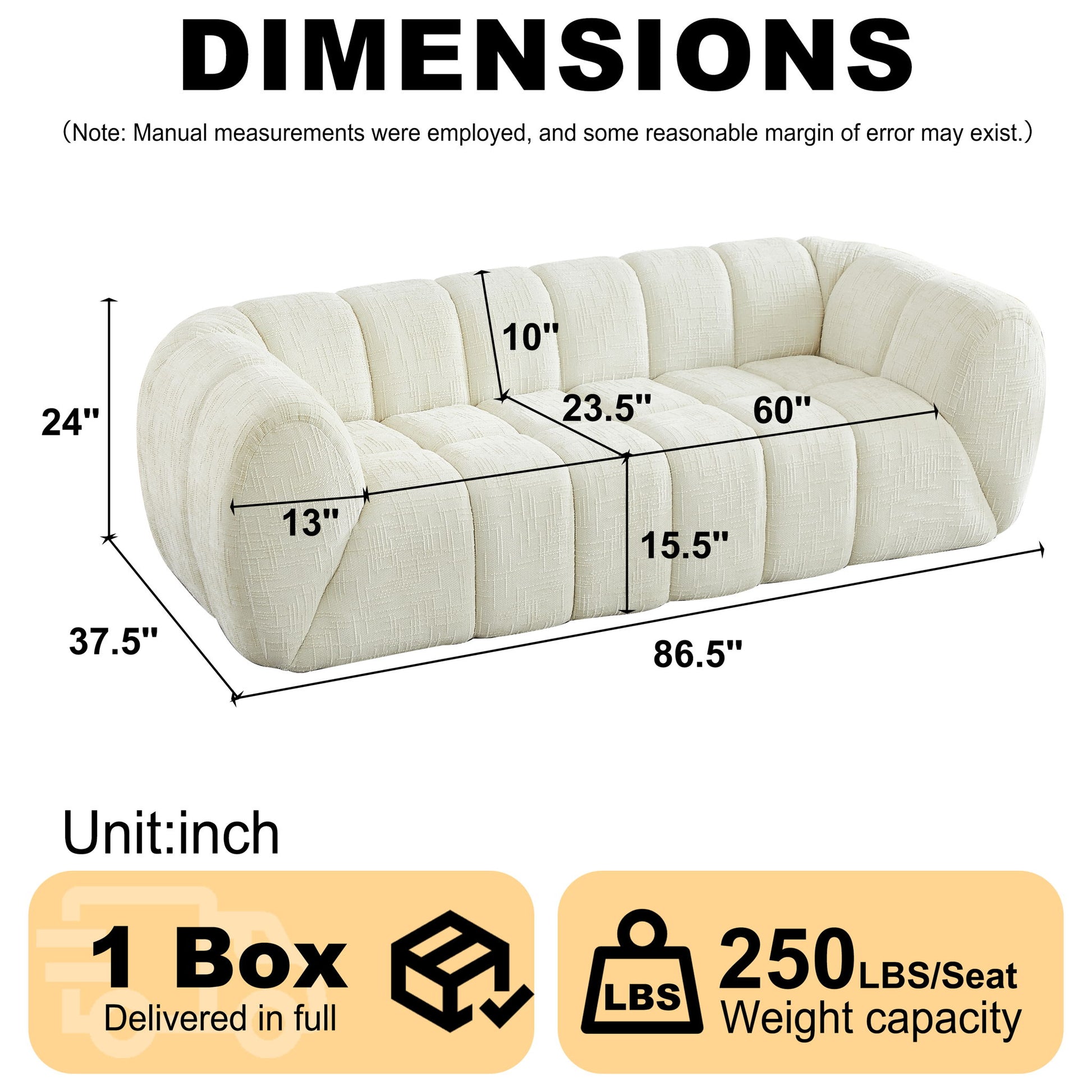 Modern Sofa With Piano Key Backrest Home Essentials