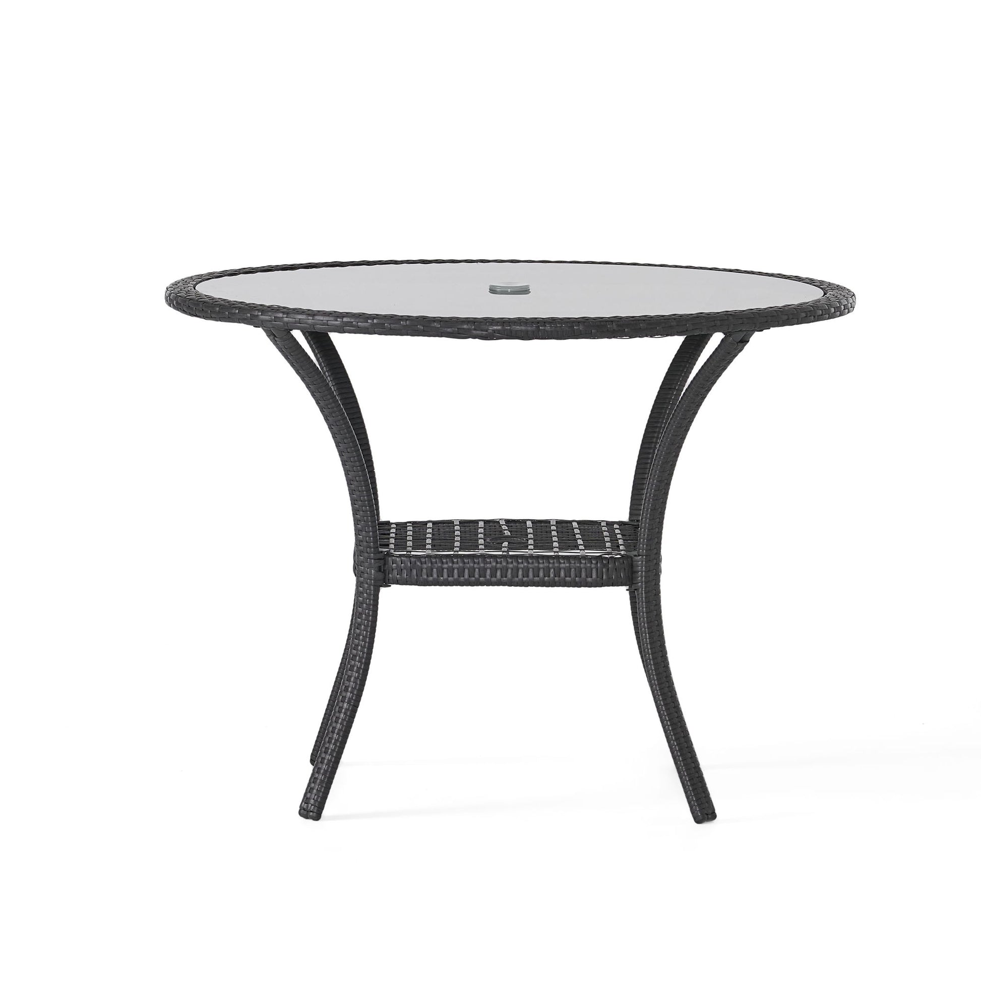 Bistro Table With Iron Frame And Glass Top - Gray Noble House