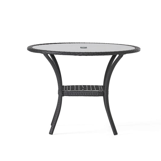 Bistro Table With Iron Frame And Glass Top - Gray Noble House