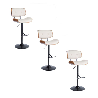 Lombardi - Mid Century Modern Adjustable Barstool With Swivel With Straight T Footrest (Set of 3) Lumi Source