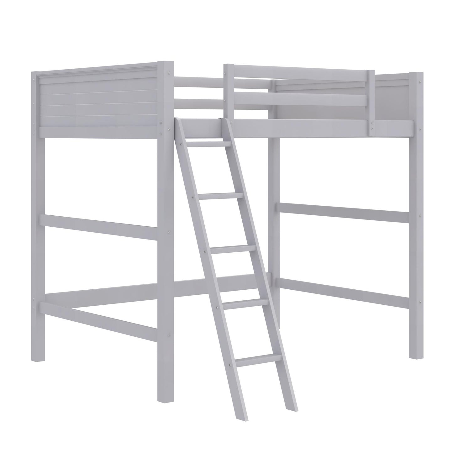 Denver - Full Size Loft Bed, Spacious Under Bed Space, Ladder & Guardrails - Gray Home Essentials