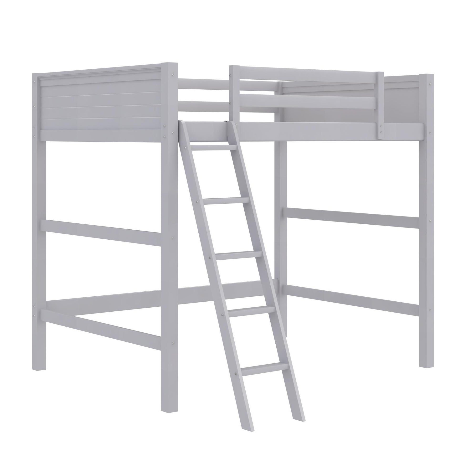 Denver - Full Size Loft Bed, Spacious Under Bed Space, Ladder & Guardrails - Gray Home Essentials