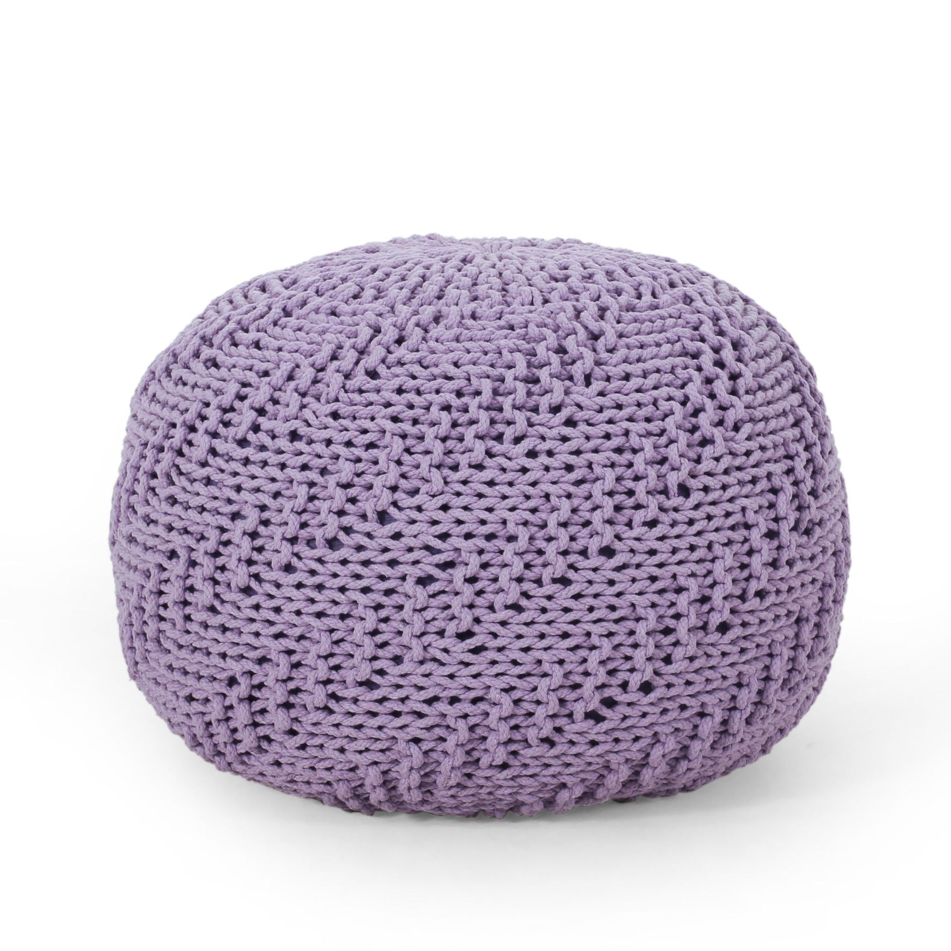 Bordeaux - Knitted Cotton Round Pouf Ottoman Home Essentials