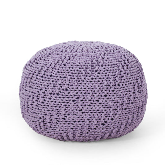 Bordeaux - Knitted Cotton Round Pouf Ottoman Home Essentials