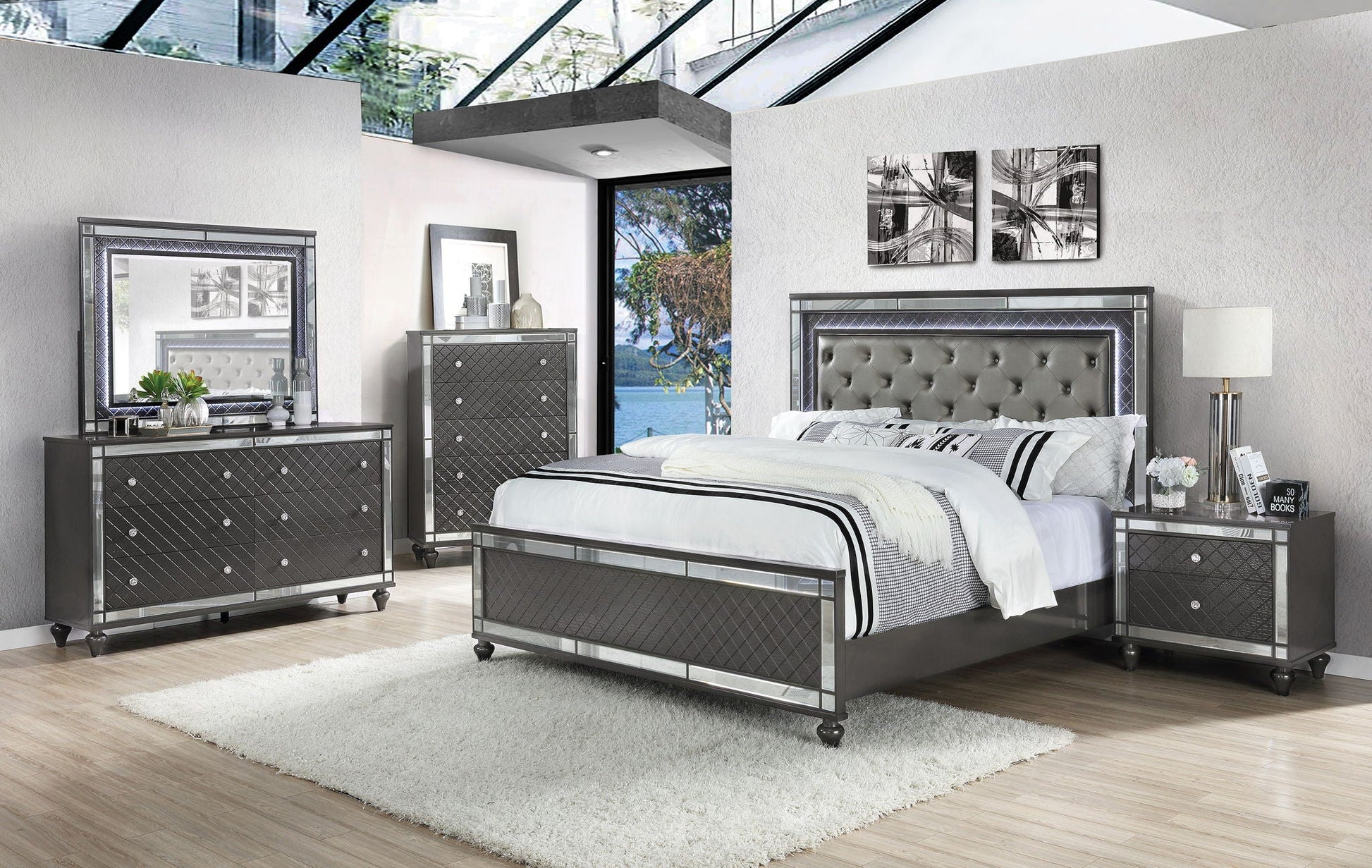 Refino - Nightstand - Dark Gunmetal Crown Mark