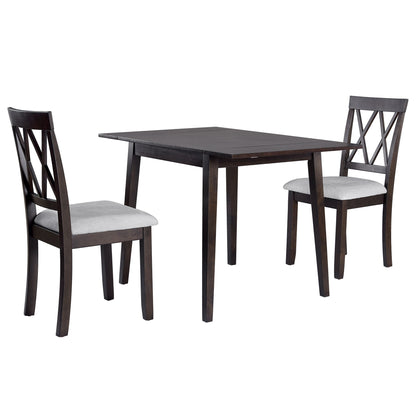3 Piece Kitchen Dining Set With Drop Leaf Dining Table And 2 Dining Upholstered Chairs, Dining Room Set For Small Places Hearth and Haven