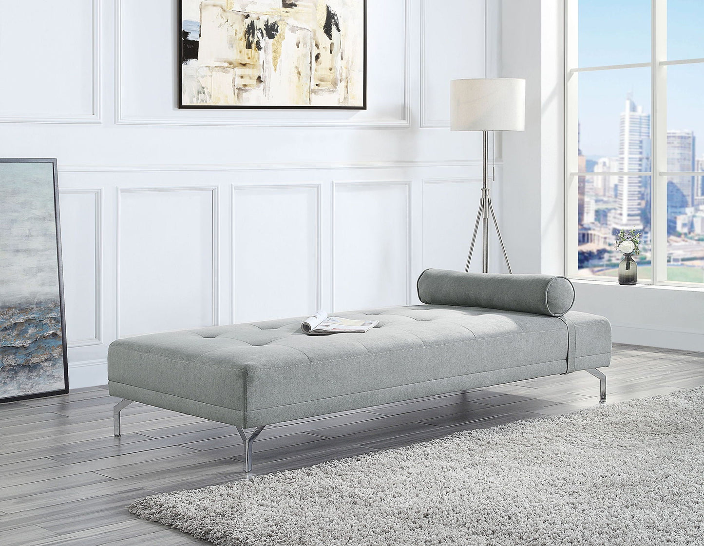 Quenti - Velvet Sofa Bed With Pillow - Gray Acme