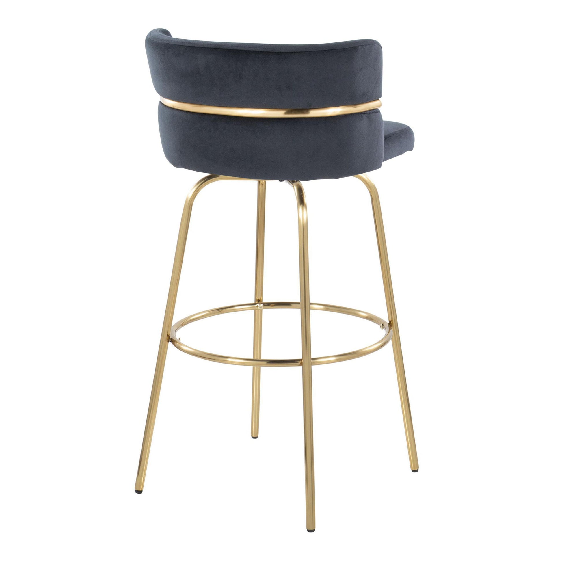 Cinch - Glam / Art Deco Fixed Height Barstool With Swivel With Round Footrest (Set of 2) Lumi Source