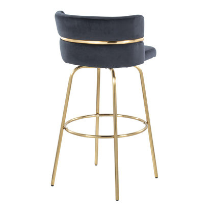 Cinch - Glam / Art Deco Fixed Height Barstool With Swivel With Round Footrest (Set of 2) Lumi Source