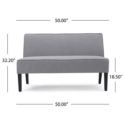 Contemporary Loveseat With Upholstered Fabric And Birch Wood Legs Noble House