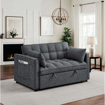 Sienna - Tufted Convertible Sleeper Sofa With Chaise - Gray The Soft House