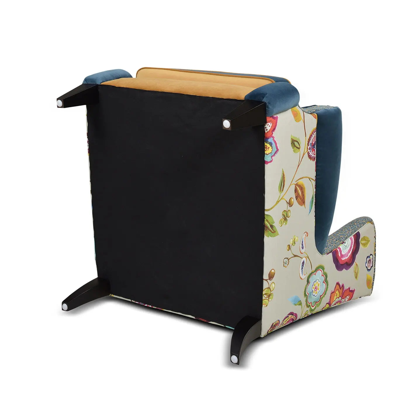 Anya - Boho Chic Wingback Accent Arm Chair - Floral / Leopard / Blue Teal / Yellow Gold Jennifer Taylor Home