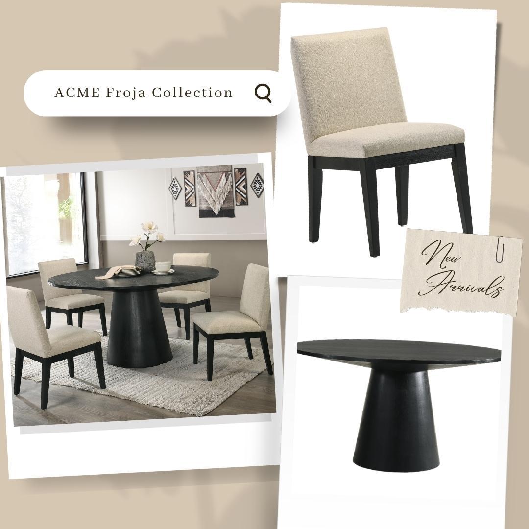 Froja - 5 Pieces Dining Room Set - Beige / Black Acme