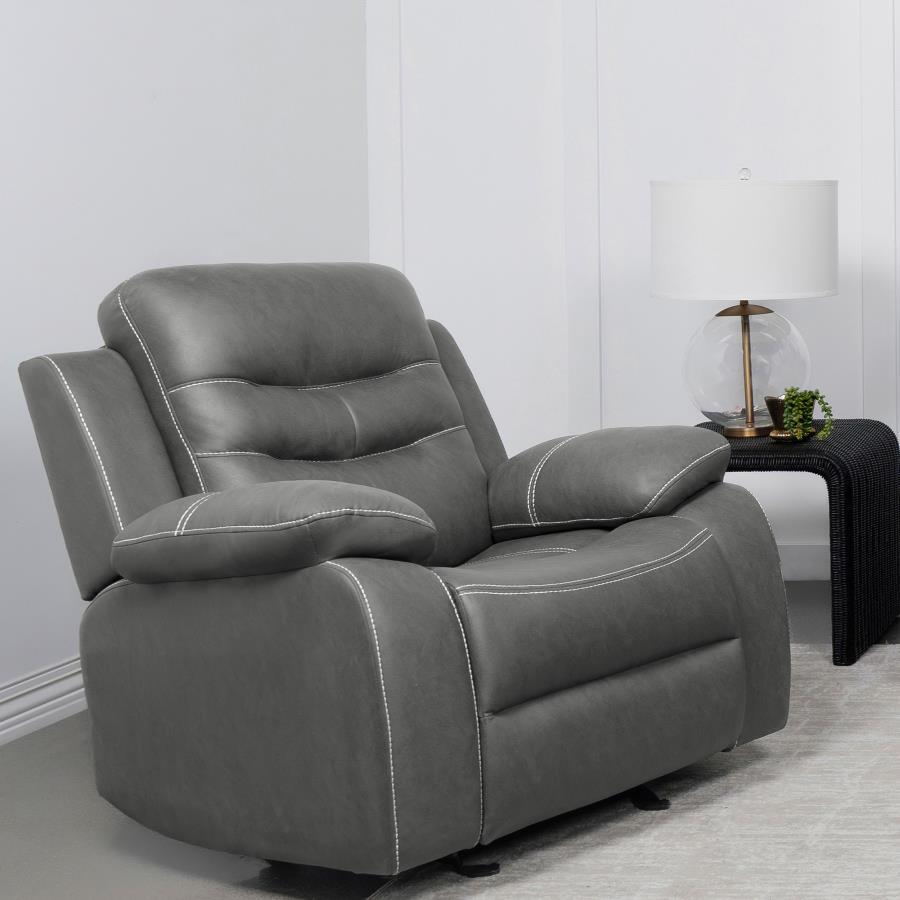 Nova - Upholstered Padded Arm Glider Recliner - Dark Gray