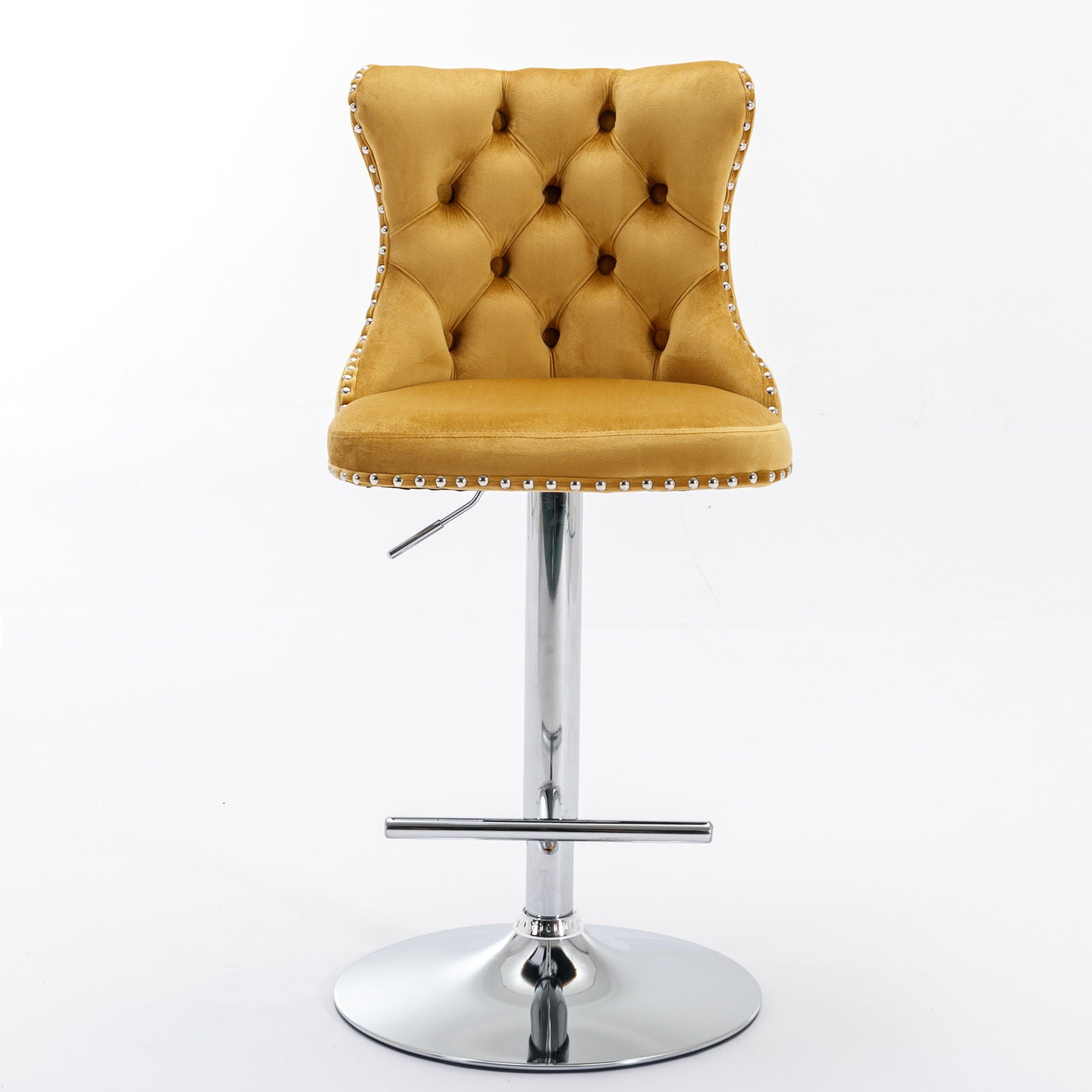 Swivel Velvet Barstools Adjusatble Seat Height From 25-33", Modern Upholstered Chrome Base Bar Stools With Backs Comfortable Tufted For Home Pub And Kitchen Island (Set of 2) Home Essentials
