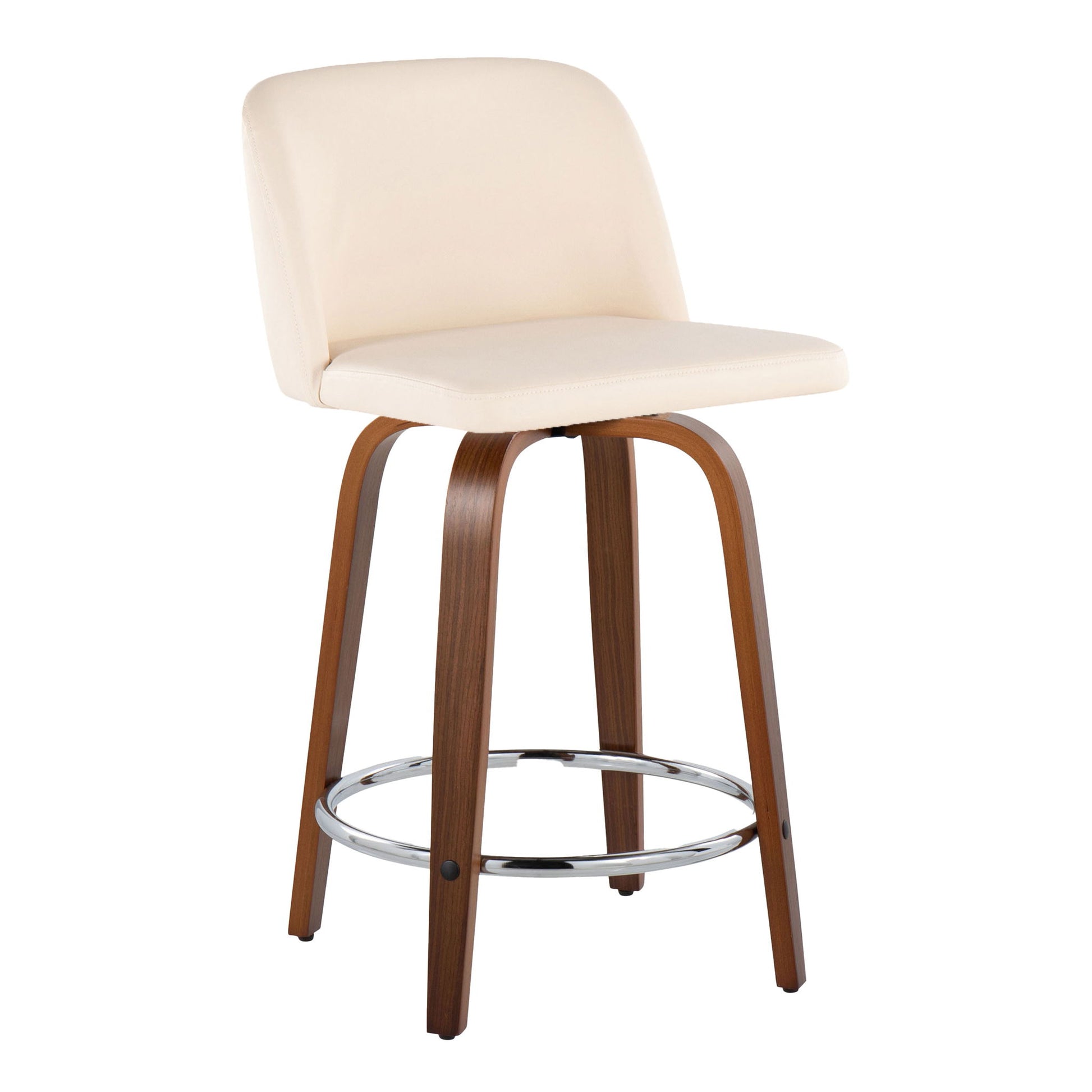 Toriano - Mid Century Modern Fixed Height Counter Stool With Swivel With Round Footrest (Set of 2) Lumi Source