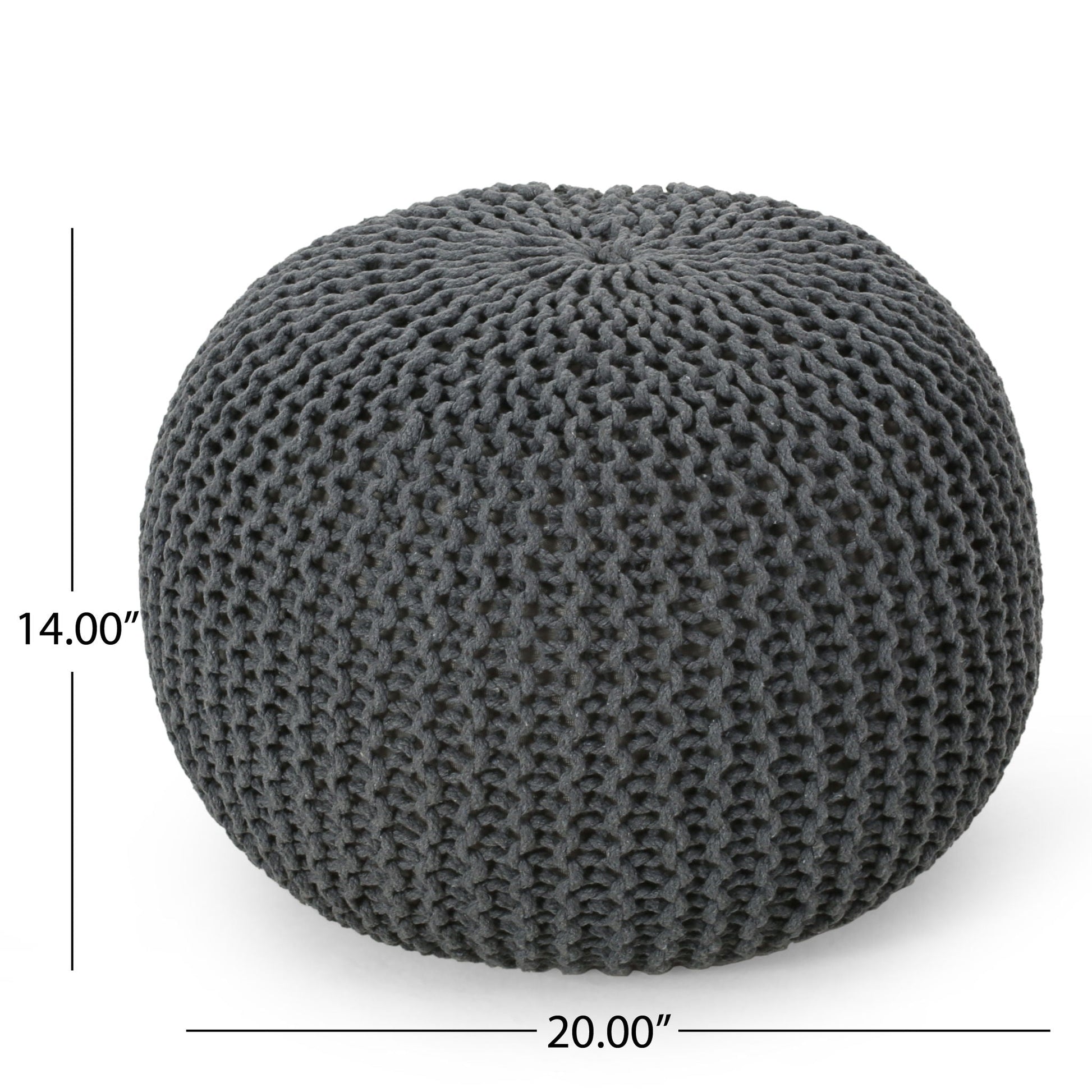 Bordeaux - Knitted Cotton Round Pouf, Versatile Ottoman And Floor Cushion Home Essentials