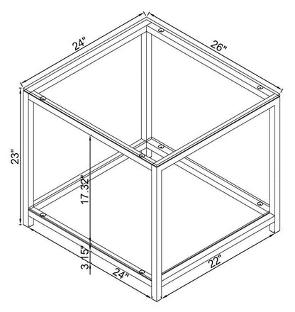 Trini - 1-Shelf Glass Top Side End Table - Black Nickel CoasterEssence