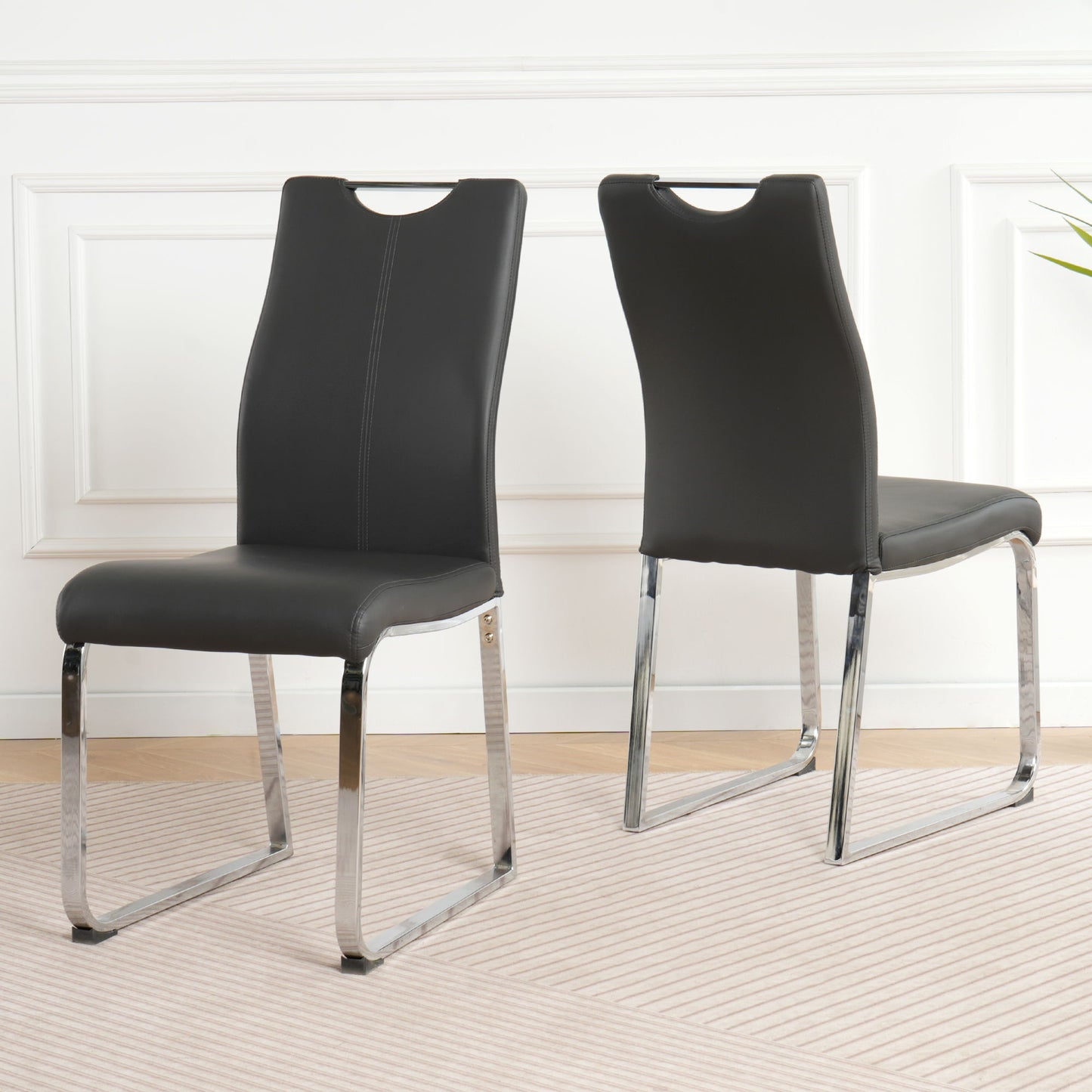Modern Upholstered Dining Chair Electroplated Metal Legs (Set of 2) Home Essentials